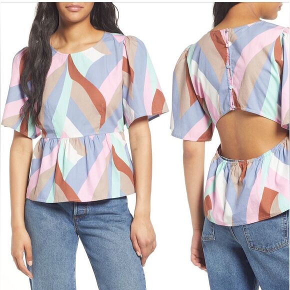 Vero Moda Cotton Peplum Top Size S - Picture 1 of 8